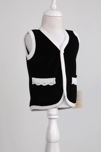 Kadife Dantelli Cepli Yelek 3296 - 8