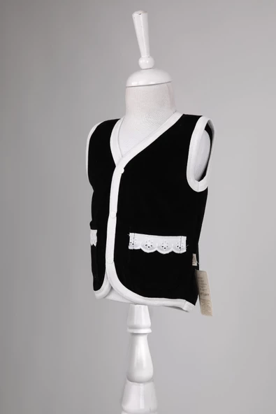 Kadife Dantelli Cepli Yelek 3296 - 7