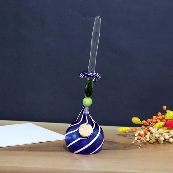 Veraart Kişiselleştirilmiş El Yapımı Murano Cam Ahşap Kutulu Cam Kalem Hokkalı  Grace 101 - 8