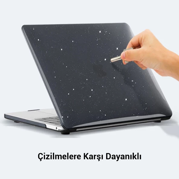Macbook Pro Kılıf 16inç M1-M2-M3-M4 Simli Kristal Star (Touchbarsız 16.2" Pro) A2485 A2780 A2991 A3403 A3186 ile Uyumlu - 9