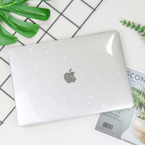 Macbook Pro Kılıf 16inç M1-M2-M3-M4 Simli Kristal Star (Touchbarsız 16.2" Pro) A2485 A2780 A2991 A3403 A3186 ile Uyumlu - 8