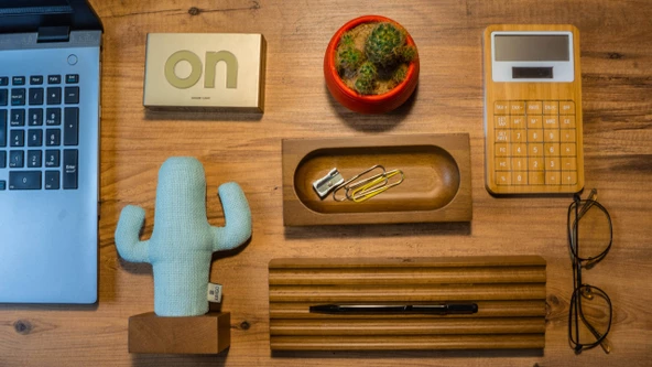 KAYIGO Woody Üçlü Ofis Seti Açık Kahverengi - Resim 3