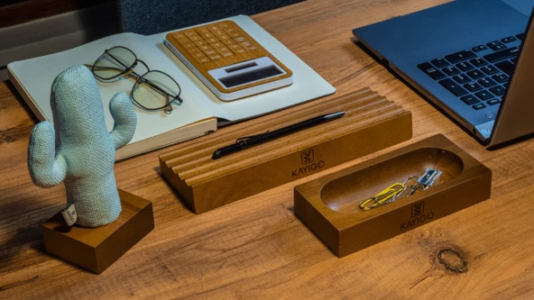 KAYIGO Woody Üçlü Ofis Seti Açık Kahverengi - Resim 4