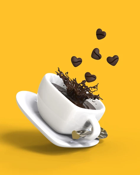 Kalp Kahve Fincanı Anahtarlık - Resim 5