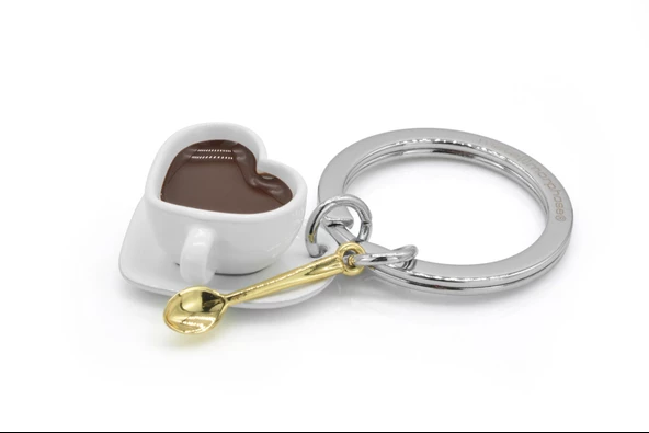 Kalp Kahve Fincanı Anahtarlık - Resim 2