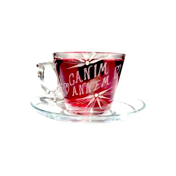 DECOCIA Cam Fincan 195CC ANNELER GÜNÜNE ÖZEL CANIM ANNEM YAZILI EL İŞLEMELİ DESENLİ ürün görseli