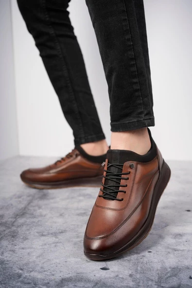 Muggo Fire Garantili Erkek Günlük Klasik Hakiki Deri Casual Rahat Ortopedik Ayakkabı - 8