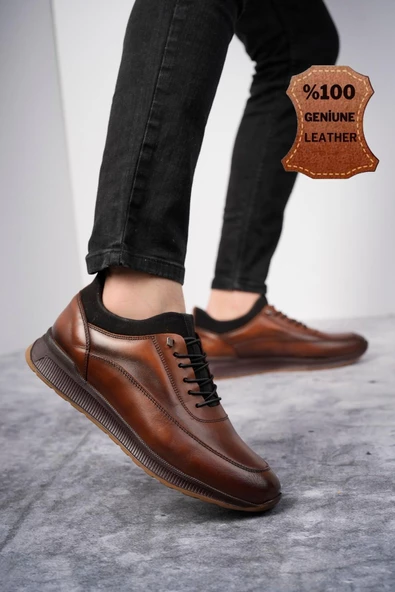 Muggo Fire Garantili Erkek Günlük Klasik Hakiki Deri Casual Rahat Ortopedik Ayakkabı - 5