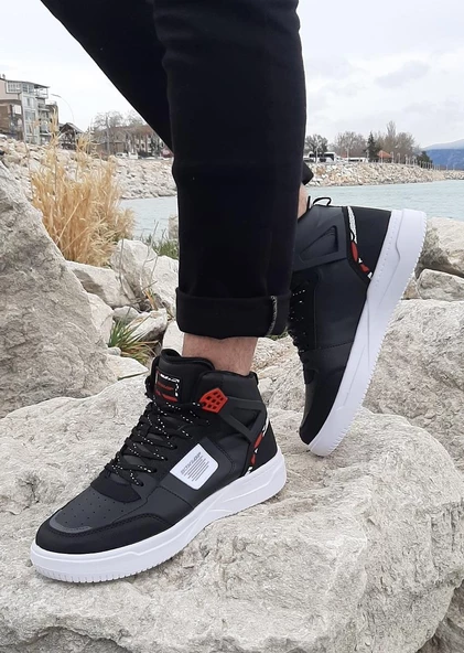 Dunlop 2238 Siyah-Kırmızı, Fuspetli Ortapedik Boğazlı Basket Spor Ayakkabı - 4