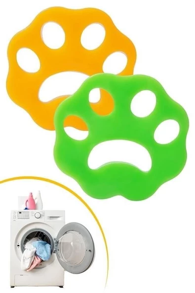 BUFFER® 2 Adet Evcil Hayvanlar ve Çamaşır Makinesi İçin Pati Şekilli Renkli Tüy Temizleme Aparatı - 9