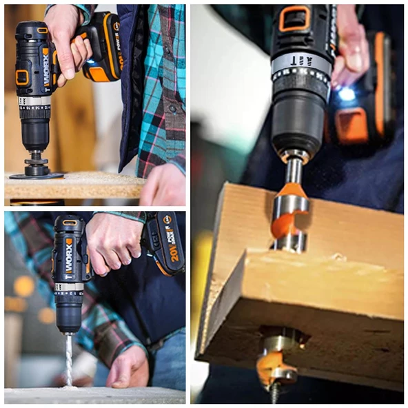 Worx Wx370.1 20Volt/2.0Ah. Li-İon Çift Akülü Profesyonel Şarjlı Darbeli Matkap - 9