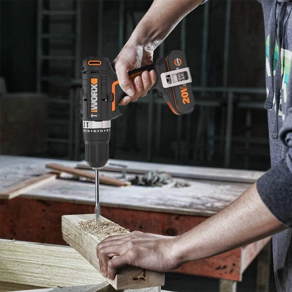 Worx Wx370.1 20Volt/2.0Ah. Li-İon Çift Akülü Profesyonel Şarjlı Darbeli Matkap - 10