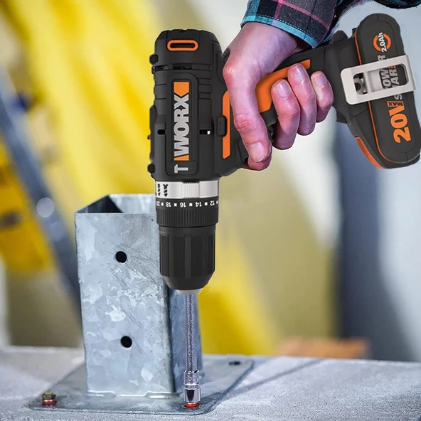 Worx Wx370.1 20Volt/2.0Ah. Li-İon Çift Akülü Profesyonel Şarjlı Darbeli Matkap - 12