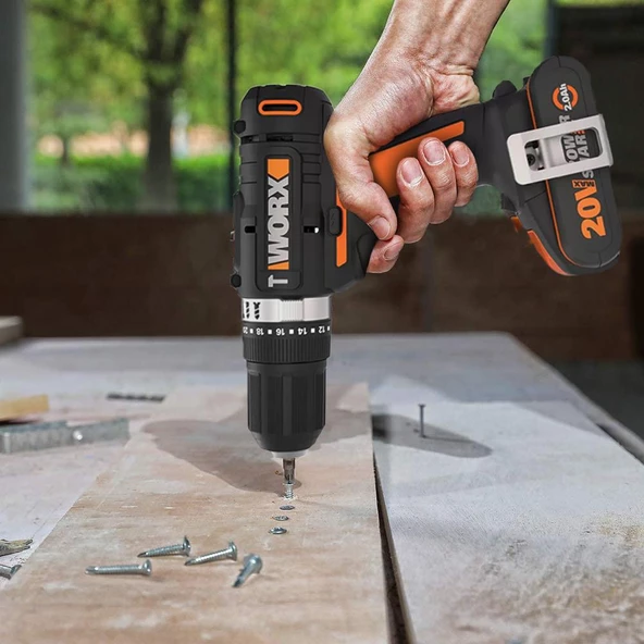 Worx Wx370.1 20Volt/2.0Ah. Li-İon Çift Akülü Profesyonel Şarjlı Darbeli Matkap - 11