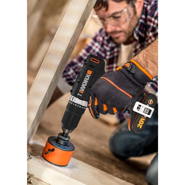 Worx Wx370.1 20Volt/2.0Ah. Li-İon Çift Akülü Profesyonel Şarjlı Darbeli Matkap - 7