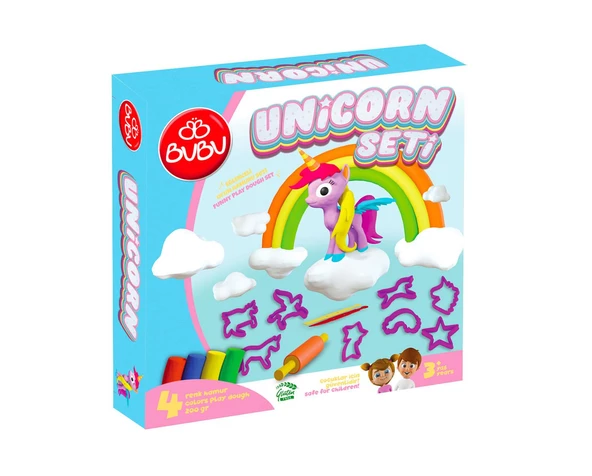 Bu-Bu Unicorn 4 Renk 8 Parça Oyun Hamuru Seti