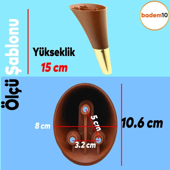 Clara Mobilya Kanepe Sehpa Tv Ünitesi Baza Koltuk Ayağı Kahverengi Gold Renk 15 Cm Ayakları - Resim 4