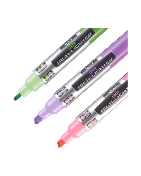 Serve Likit Pastel 4 Renk Fosforlu Kalem Model 2 - 3