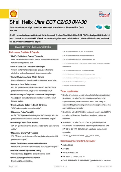 SHELL HELİX ULTRA ECT C2/C3 0W30 5 L-VW 504 00/507 00-MB 229.52 - Resim 2