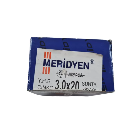 Meridyen Sunta Vidası 3.0 x 20 mm (Kutu İçinde 1000 Adet Bulunmaktadır.)