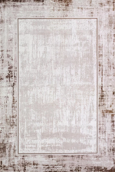 Çerçeveli Pamuk Taban Dijital Baskılı Dekoratif Halı  KREM 200X290 - 2