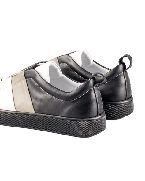 Varadero Siyah-Beyaz-Gri Hakiki Deri Siyah Taban Erkek Spor (Sneaker) Ayakkabı - Resim 5