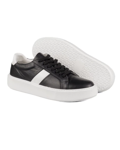 Fazer Siyah-Beyaz Hakiki Deri Beyaz Taban Erkek Spor (Sneaker) Ayakkabı - 3