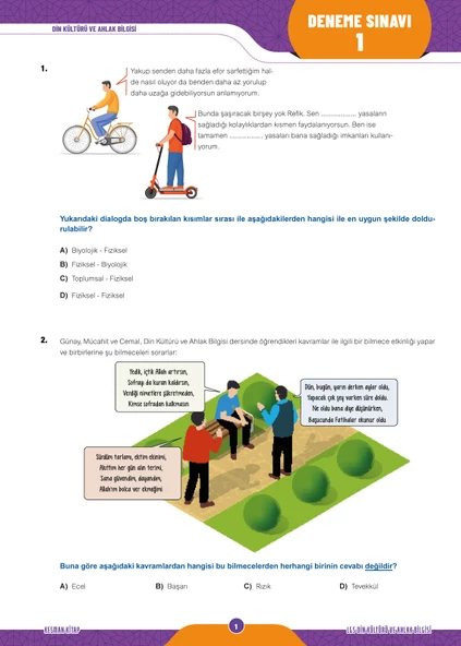 8.Sınıf LGS Din Kültürü ve Ahlak Bilgisi Deneme Sınavları (1.Dönem) - 3