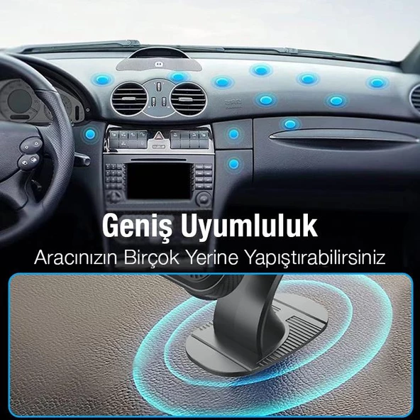 Polham Ultra Güçlü Mıknatıslı Torpido Üstü Araç İçi Telefon Tutucu, Universal Telefon Tutucu - 3