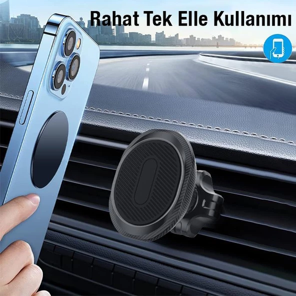 Polham Araç içi Mıknatıslı Telefon Tutucu, Süper 4x Mıknatıslı Titremez Universal,titremez Sarsılmaz - 4