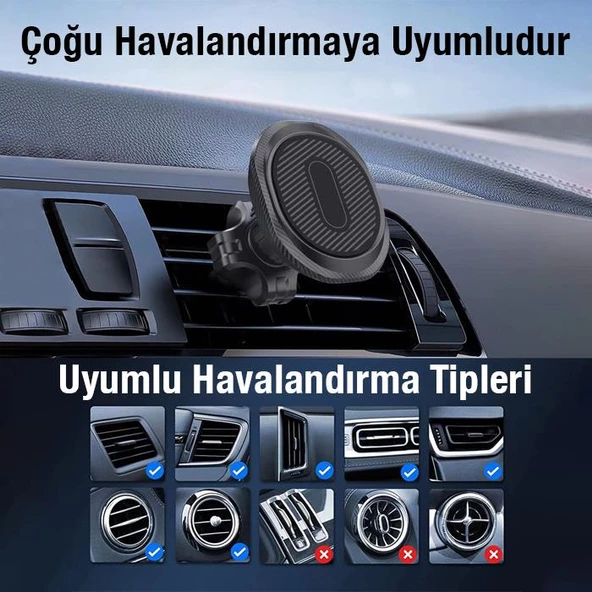 Polham Araç içi Mıknatıslı Telefon Tutucu, Süper 4x Mıknatıslı Titremez Universal,titremez Sarsılmaz - 3