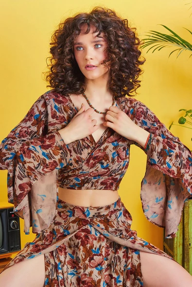 İspanyol Kol Crop Bluz - 4