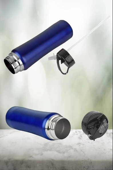 Pipetli Çift Katmanlı Hem Sıcak Hem Soğuk Muhafazalı Termos Sportif Emzikli Matara Suluk 500 ML - 4