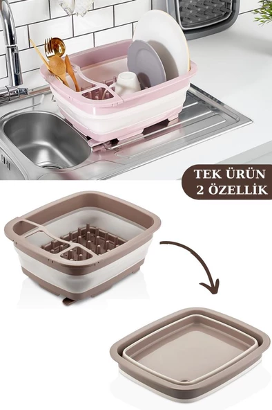 Flosoft Katlanabilir Bulaşıklık & Badya, Akordiyon Kaşıklık Bölmeli Tabaklık Kurutmalık Badya 1 ADET - 4