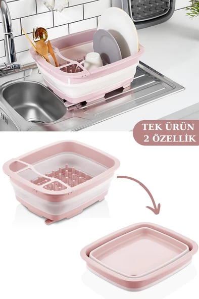 Flosoft Katlanabilir Bulaşıklık & Badya, Akordiyon Kaşıklık Bölmeli Tabaklık Kurutmalık Badya 1 ADET - 7
