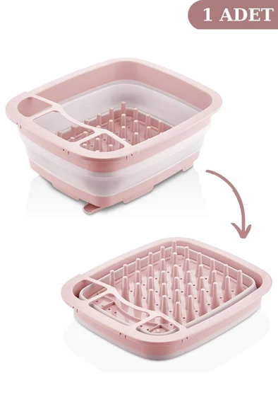 Flosoft Katlanabilir Bulaşıklık & Badya, Akordiyon Kaşıklık Bölmeli Tabaklık Kurutmalık Badya 1 ADET - 8