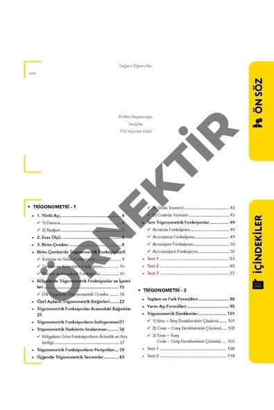 Trigonometri Video Ders Kitabı F10 Yayınları - 2
