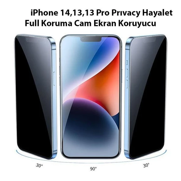 Polham Gizlilik Özellikli İphone 13,13 Pro,İphone 14 Uym Privacy Ful Kaplama Kırılmaz Ekran Koruyucu - 2