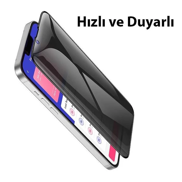 Polham Gizlilik Özellikli İphone 13,13 Pro,İphone 14 Uym Privacy Ful Kaplama Kırılmaz Ekran Koruyucu - 4
