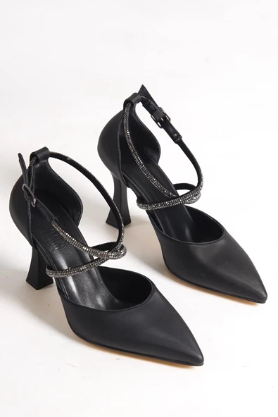 Kalice Siyah Taşlı Stiletto Abiye Topuklu Ayakkabı - 4