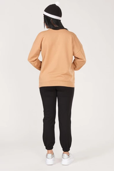 Kadın We Bare Bears Baskılı Eşofman Takımı Camel - 5