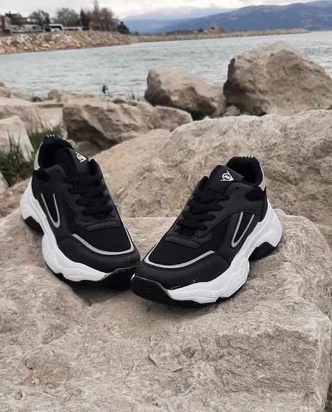 Dunlop 2323 Siyah-Beyaz Renk Fuspetli Kalın Taban Spor Ayakkabı - 4