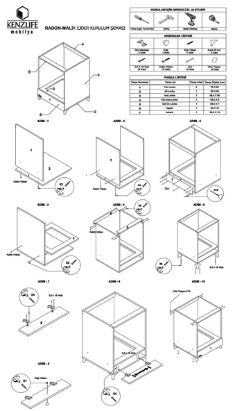 Kenzlife ankastre modülü kabini malik ejder gri fırın ocak dolabı kapaklı ayarlı ayaklı - Resim 4