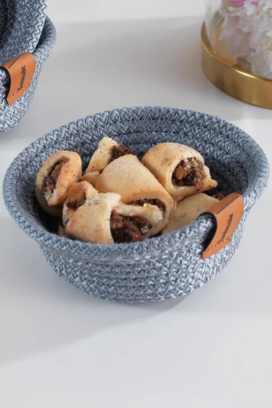 Mini | 3 Adet Çerezlik Kuru Pasta Sepeti | Çok Amaçlı El Yapımı Sepet - 2
