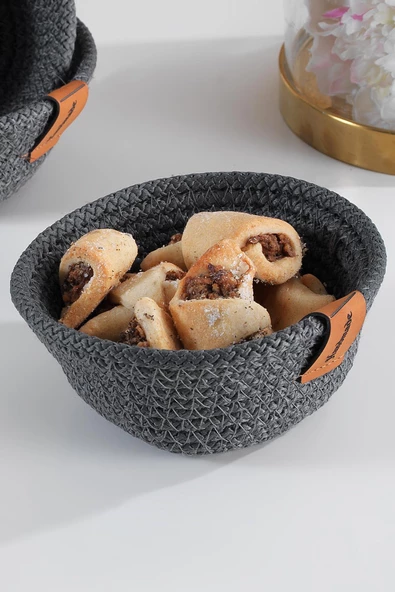 Mini | 3 Adet Çerezlik Kuru Pasta Sepeti | Çok Amaçlı El Yapımı Sepet - 5