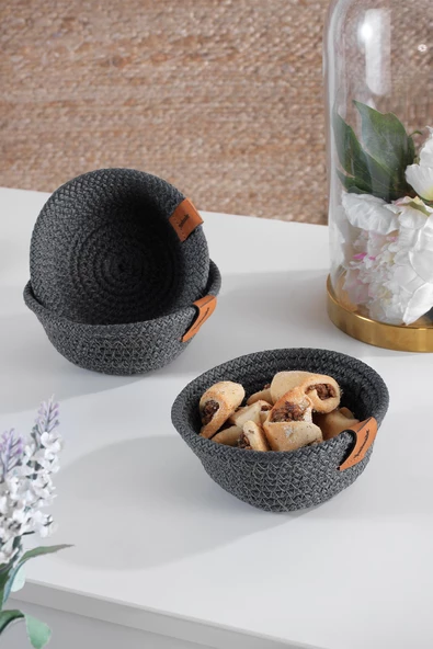 Mini | 3 Adet Çerezlik Kuru Pasta Sepeti | Çok Amaçlı El Yapımı Sepet - 4