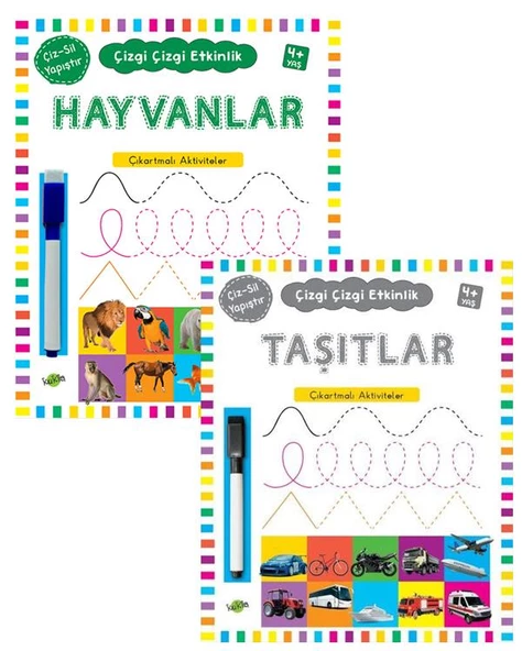 Çizgi Çizgi Etkinlik Hayvanlar ve Taşıtlar 2li Set