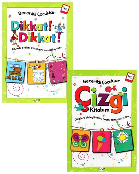 Becerikli Çocuklar Çizgi Kitabım ve Dikkat Dikkat 2li Set