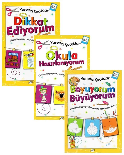 Yaratıcı Çocuklar Okula Hazırlanıyorum Boyuyorum Büyüyorum ve Dikkat Ediyorum 3lü Set