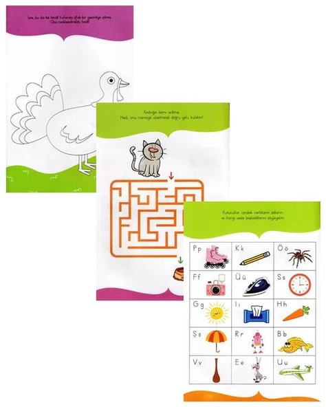 Yaratıcı Çocuklar Okula Hazırlanıyorum Boyuyorum Büyüyorum ve Dikkat Ediyorum 3lü Set - 2
